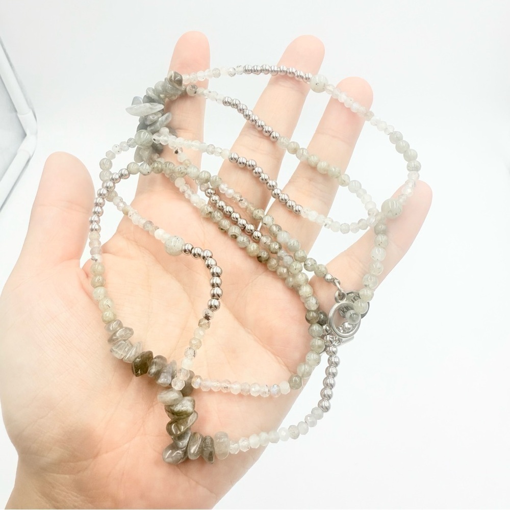 Kinsley Armelle Elegant Smoky Quartz Gemstone Beaded Wrap Necklace Bracelet